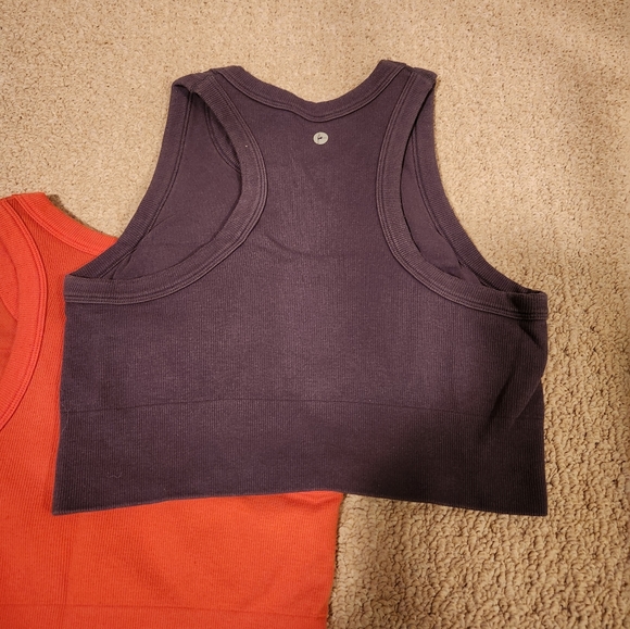 Two Pack 90 Degree By Reflex Crop Top Sports Bras Coral Gray Size Large - Picture 4 of 4